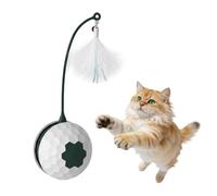 MiOYOOW Balle Interactive Chat Évitement, Jouet Chat Tige Souple Plume Amovible, Balle Jeu Greffier Base Lestée Auto-stabilisante Silencieux, pour Chats de Moyenne Taille et Divertissement Quotidien