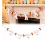 MiOYOOW Bannière de Pâques, Guirlande de Lapins de Pâques Réutilisable en Perles de Carottes, Décoration de Pâques Suspendue Légère, pour Décorer Pâques ou de Printemps en Intérieur ou en Extérieur