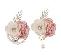 MiOYOOW Boutonnière Strass Éclat, Ensemble Fleurs Poignet Artificielle Port Instantané, Corsage Fleur Déco Fixation Aiguille Élastique, pour Mariage, Bal de Promo, Remise de Diplôme, Anniversaire