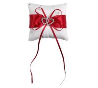 MiOYOOW Coussin pour Alliances de Mariage, 9,9 X 9,9 Cm, Support pour Alliances en Forme de Cœur Double, Coussin pour Porte-Anneaux pour Une Présentation Photographique de Demande en Mariage