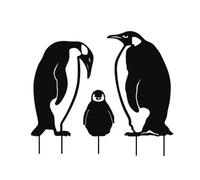 MiOYOOW Décor Jardin Pingouin en Métal, Piquets Jardin Décoratifs Pingouin, Piquets Pingouin d'hiver, Décoration Extérieure Maison pour l'extérieur
