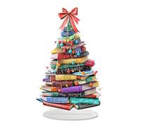 MiOYOOW Décoration de Bureau de Noël, Ornement de Fête en Forme de Pile de Livres, Ornement de Sapin de Noël en Acrylique Coloré, Cadeau pour Les Amoureux des Livres