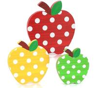 MiOYOOW Décorations de Noël en Bois, Plaque en Forme de Pomme avec 3 Différente Tailles, Panneaux Centres de Table Rustiques pour la Maison, Décoration de Fête, Sapin de Noël