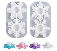 MiOYOOW Ensemble de 2 Moule à Bougie Flocon de Neige, Modèles en Silicone pour Bougeoirs Flocon de Neige, Moulage de Noël de DIY pour Loisirs Créatifs et Décoration de Table, Cadeaux de Noël