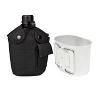 MiOYOOW Ensemble de Gourdes Militaire, 1 L Bouilloire Militaire Portable, Cantine Camping en Aluminium avec Housse en Nylon pour Survie en Plein Air, Randonnée, Camping