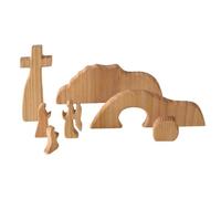 MiOYOOW Ensemble de Scène de Résurrection et Croix de Pâques en Bois, Décoration de Pâques Festif, Ornements de Bureau en Bois pour la Maison ou Le Bureau, Artisanat Chrétien