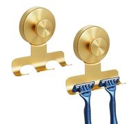 MiOYOOW Étagère Ventouse Fixation Solide, Lot de 2 Porte-objet Inoxydable Réutilisable, Support Robuste Salle de Bain, pour Salle de Bains, Douche et Rangement Quotidien