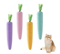 MiOYOOW Jouet à Mâcher Chat Coton Lin, Lot de 4 Jouet Interactif Bruit Cailloux Stimulation, Joujou Rongeur à Dentition Forme Carotte, pour Chat Maison Animaux Multiples