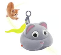 MiOYOOW Jouet Interactif pour Chat, Souris Automatique USB-C avec Son et Lumière, Jouet avec Clochette et Queue en Peluche pour Chatons, Chiens et Animaux de Compagnie