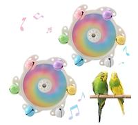 MiOYOOW Jouet Rotatif pour Oiseaux, 1/2 Roue Rotative Interactive pour Perroquets, Décoration des Cages à Oiseaux avec 5 Clochettes Colorées, pour Tous Perroquets, Perruches Ondulées et Inséparables
