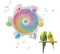 MiOYOOW Jouet Rotatif pour Oiseaux, 1/2 Roue Rotative Interactive pour Perroquets, Décoration des Cages à Oiseaux avec 5 Clochettes Colorées, pour Tous Perroquets, Perruches Ondulées et Inséparables