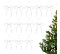 MiOYOOW Lot de 12 Nœuds de Noël en Perles, Décoration Suspendre pour Sapin de Noël, Ornements Festif de la Fête, Guirlande, Couronne ou Cheminée, Cadeaux de la Fête