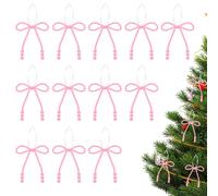 MiOYOOW Lot de 12 Nœuds de Noël en Perles, Décoration Suspendre pour Sapin de Noël, Ornements Festif de la Fête, Guirlande, Couronne ou Cheminée, Cadeaux de la Fête