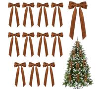 MiOYOOW Lot de 12 Nœuds de Sapin de Noël, Décorations en Velours de Noël Vintage, Ornements de Nœuds Souples Multifonctionnels pour Noël, Thanksgiving, Maison, Fête, Mariage