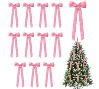 MiOYOOW Lot de 12 Nœuds de Sapin de Noël, Décorations en Velours de Noël Vintage, Ornements de Nœuds Souples Multifonctionnels pour Noël, Thanksgiving, Maison, Fête, Mariage