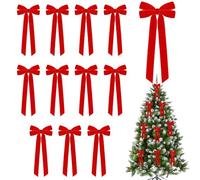 MiOYOOW Lot de 12 Nœuds de Sapin de Noël, Décorations en Velours de Noël Vintage, Ornements de Nœuds Souples Multifonctionnels pour Noël, Thanksgiving, Maison, Fête, Mariage