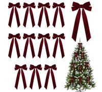 MiOYOOW Lot de 12 Nœuds de Sapin de Noël, Décorations en Velours de Noël Vintage, Ornements de Nœuds Souples Multifonctionnels pour Noël, Thanksgiving, Maison, Fête, Mariage