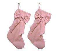 MiOYOOW Lot de 2 Chaussettes de Noël, Chaussettes de Noël en Velours Doux avec Nœud, Décoration Suspendre à la Cheminée ou pour Décorer Un Cadeau de la Fête