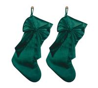 MiOYOOW Lot de 2 Chaussettes de Noël, Chaussettes de Noël en Velours Doux avec Nœud, Décoration Suspendre à la Cheminée ou pour Décorer Un Cadeau de la Fête