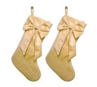 MiOYOOW Lot de 2 Chaussettes de Noël, Chaussettes de Noël en Velours Doux avec Nœud, Décoration Suspendre à la Cheminée ou pour Décorer Un Cadeau de la Fête