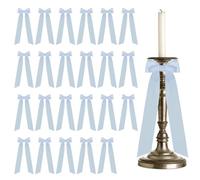 MiOYOOW Lot de 24 Bougeoir Décoratif en Satin avec Nœud Papillon, Bougeoir avec Nœud en Ruban, Nœuds Adhésif Pré-noué en Ruban Rose, Décoration Romantique pour Mariage, Fête d'anniversaire, Noël