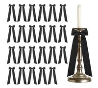 MiOYOOW Lot de 24 Bougeoir Décoratif en Satin avec Nœud Papillon, Bougeoir avec Nœud en Ruban, Nœuds Adhésif Pré-noué en Ruban Rose, Décoration Romantique pour Mariage, Fête d'anniversaire, Noël