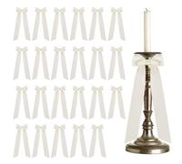 MiOYOOW Lot de 24 Bougeoir Décoratif en Satin avec Nœud Papillon, Bougeoir avec Nœud en Ruban, Nœuds Adhésif Pré-noué en Ruban Rose, Décoration Romantique pour Mariage, Fête d'anniversaire, Noël