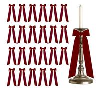 MiOYOOW Lot de 24 Bougeoir Décoratif en Satin avec Nœud Papillon, Bougeoir avec Nœud en Ruban, Nœuds Adhésif Pré-noué en Ruban Rose, Décoration Romantique pour Mariage, Fête d'anniversaire, Noël