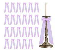 MiOYOOW Lot de 24 Bougeoir Décoratif en Satin avec Nœud Papillon, Bougeoir avec Nœud en Ruban, Nœuds Adhésif Pré-noué en Ruban Rose, Décoration Romantique pour Mariage, Fête d'anniversaire, Noël