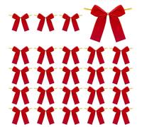 MiOYOOW Lot de 24 Ruban De Noël, Décoration en Forme de Nœuds Vintage Pliables, Ornements en Ruban pour Couronnes de Sapin de Noël, Poignées de Porte, Décorations de Fenêtres