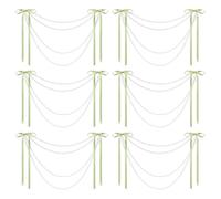 MiOYOOW Lot de 6 Nœuds Perles en ABS pour Décoration de Chaise, Guirlande Décorative Design Nœud Papillon avec Chaîne en Perles et Fleurs, pour Mariage, Fête, Anniversaire, Décoration d'Escalier
