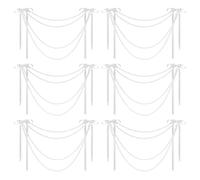 MiOYOOW Lot de 6 Nœuds Perles en ABS pour Décoration de Chaise, Guirlande Décorative Design Nœud Papillon avec Chaîne en Perles et Fleurs, pour Mariage, Fête, Anniversaire, Décoration d'Escalier