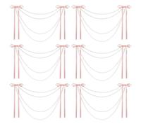 MiOYOOW Lot de 6 Nœuds Perles en ABS pour Décoration de Chaise, Guirlande Décorative Design Nœud Papillon avec Chaîne en Perles et Fleurs, pour Mariage, Fête, Anniversaire, Décoration d'Escalier