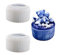 MiOYOOW Moule en Silicone (Bouteille + Couvercle), Lot de 2/4 Empreinte Ronde Striée pour Pot de Rangement, Matrice DIY pour Bols, pour Résine, Loisir Créatif et Cadeau Maison