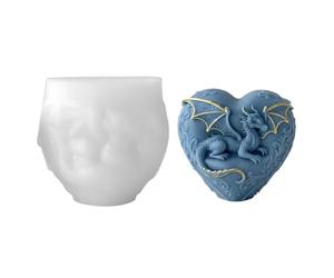 MiOYOOW Moule en Silicone Forme Dragon Cœur, Empreinte Cire Parfumée Démoulage Facile, Matrice Flexible pour Bougie Artisanale, pour Décoration Maison et Cadeau Créatif