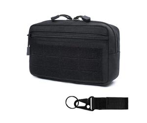 MiOYOOW Pochette Tactique Molle, Pochette Tactique Horizontale Moyenne, Sac Tactique de Transport de Plaque Sacoche Ceinture Militaire avec Mousqueton, Poche Gadgets étanche pour Sacs à Dos Gilets