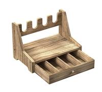 MiOYOOW Rack de Pistolet en Bois Massif, Support Armes avec boîte de balles, Porte Stockage de 4/6 Pistolet, Rangement Accessoires Cartouche de Poing, Forme Rustique