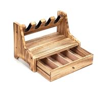 MiOYOOW Rack de Pistolet en Bois Massif, Support Armes avec boîte de balles, Porte Stockage de 4/6 Pistolet, Rangement Accessoires Cartouche de Poing, Forme Rustique