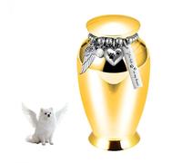 MiOYOOW Urnes Funéraires pour Animaux de Compagnie, Pot Commémorative pour Animaux de Compagnie, Urnes de Crémation avec Pendentif Aile et Chaînette à Billes pour Rendre Hommage à Vos Chiens et Chats