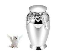 MiOYOOW Urnes Funéraires pour Animaux de Compagnie, Pot Commémorative pour Animaux de Compagnie, Urnes de Crémation avec Pendentif Aile et Chaînette à Billes pour Rendre Hommage à Vos Chiens et Chats