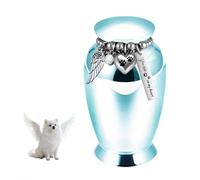 MiOYOOW Urnes Funéraires pour Animaux de Compagnie, Pot Commémorative pour Animaux de Compagnie, Urnes de Crémation avec Pendentif Aile et Chaînette à Billes pour Rendre Hommage à Vos Chiens et Chats