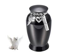 MiOYOOW Urnes Funéraires pour Animaux de Compagnie, Pot Commémorative pour Animaux de Compagnie, Urnes de Crémation avec Pendentif Aile et Chaînette à Billes pour Rendre Hommage à Vos Chiens et Chats