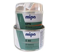 Mipa Kit E 80 étain à froid 1 kg + durcisseur spatule de durcisseur 0,5 kg 2K Spatule de remplissage époxy