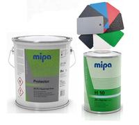 Mipa Protector Kit contenant 4,4 l vernis structure 2K (3,0 l) + durcisseur (1,0 l) + tweeter (0,4 l) RAL Couleur au choix (RAL 9006 aluminium blanc)
