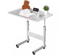 MIPAN.80x40cm Table Roulante pour Lit Canapé - Tablee d'Appoint Bureau Mobile Réglable en Hauteur 62-85cm - Style 2