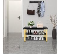 MIPAN.Banc Étagère à Chaussures en Bambou Naturel 3 Niveaux - Bancs de Rangement - Organiseur à Chaussures - Noir + Marron