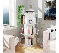 MIPAN. Bibliothèque rotative à 360 degrés - Étagère Pivotante à 3 Niveaux - Pour Chambre d'enfants - Blanc -40x40x98cm