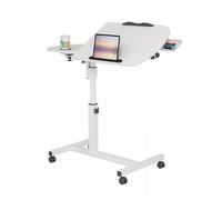 MIPAN.Bureau - Rehausse Bureau - Table de Lit Roulette - Réglable - Avec Petit Tiroir +Barbe - 60x40x59-89cm - Blanc