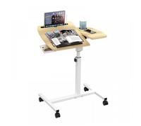 MIPAN.Bureau - Rehausse Bureau - Table de Lit Roulette - Réglable - Avec Petit Tiroir +Barbe - 60x40x59-89cm - Marron