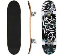 MIPAN. Débutants de Skateboard - Shortboard - Longboard - Skateboard en Bois d'Erable à 7 Couches - Avec 4 Roues en PU - Noir